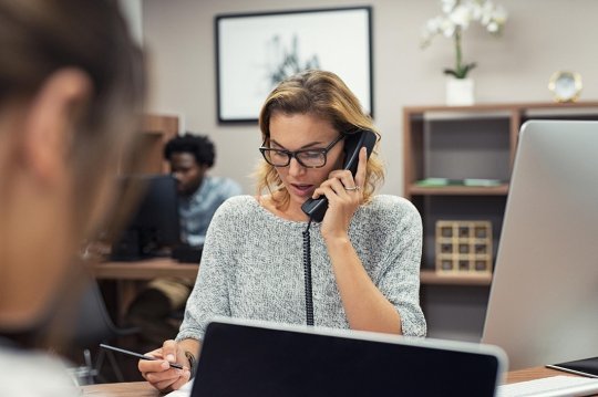 Business Woman In An Office On The Telephone